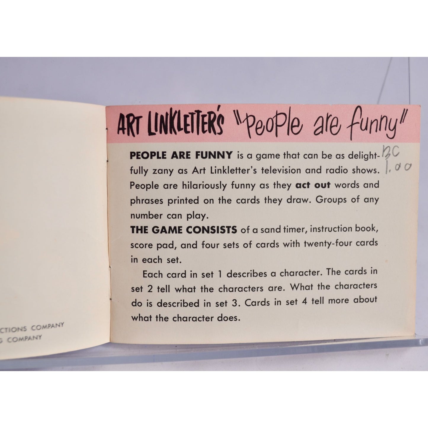 Art Linkletter's People Are Funny Party Game INSTRUCTION BOOK ONLY