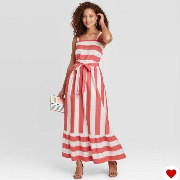 NEW a new day Red White Striped Dress
