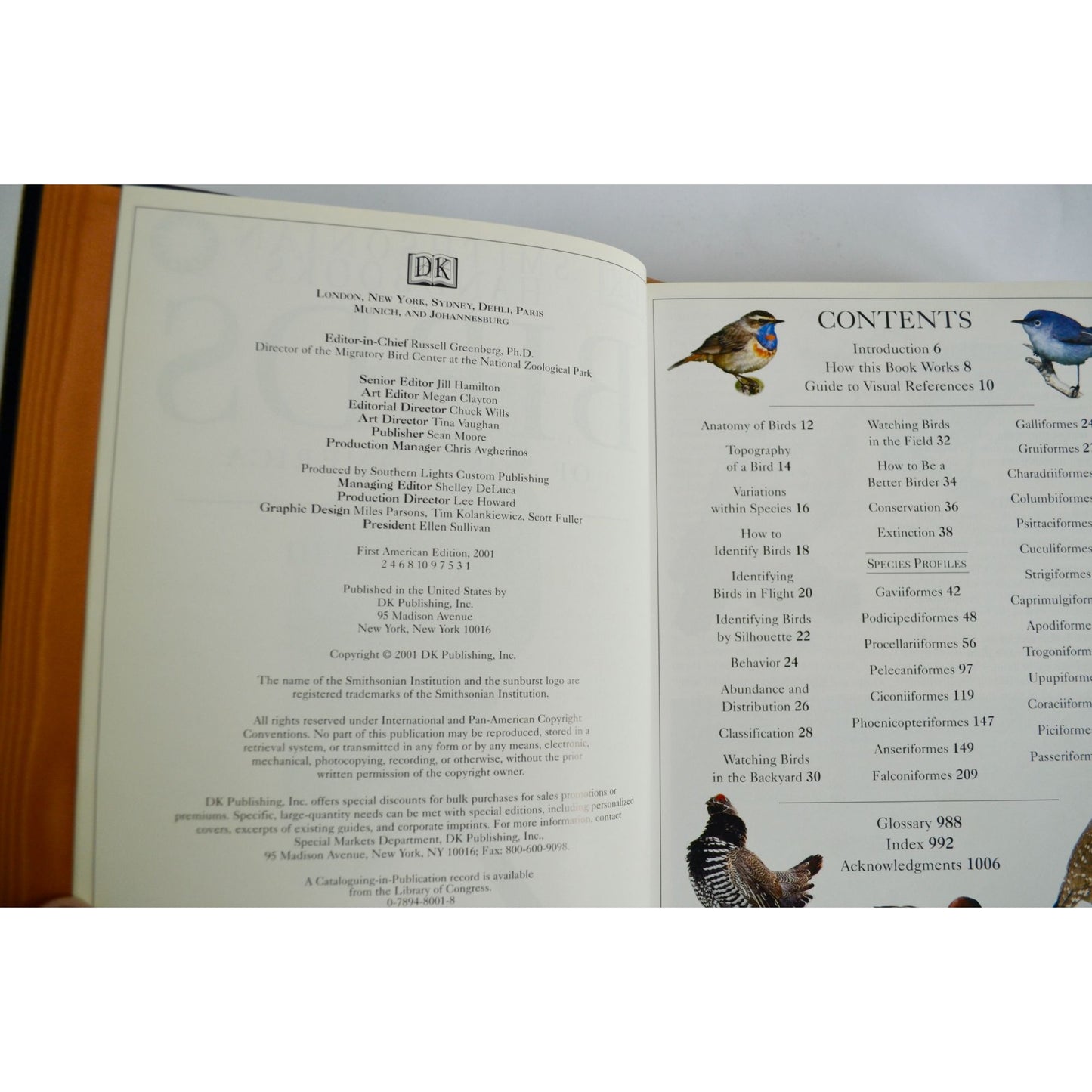 2001 Smithsonian Birds of North America Hardcover Book Gold Tip Pages
