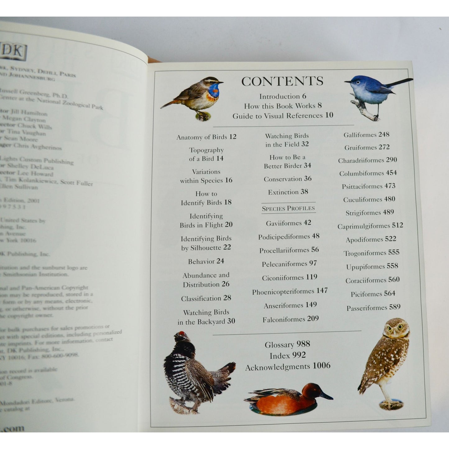 2001 Smithsonian Birds of North America Hardcover Book Gold Tip Pages
