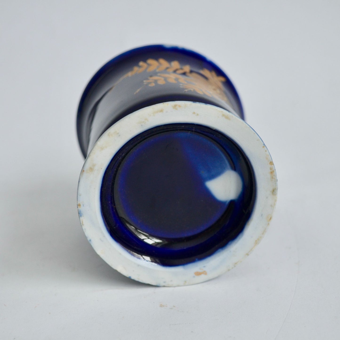 Vintage Cobalt Blue Gold Painted Shaving Mug