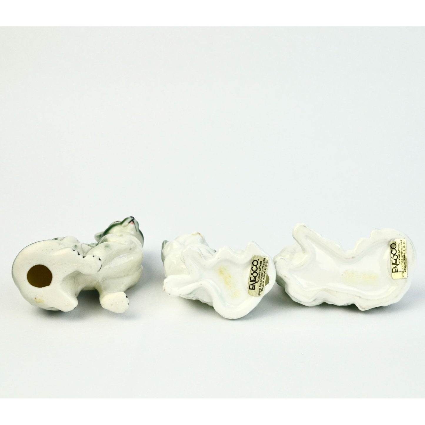 Enesco Taiwan Gray Tabby Cats Ceramic Set of 3 Vintage