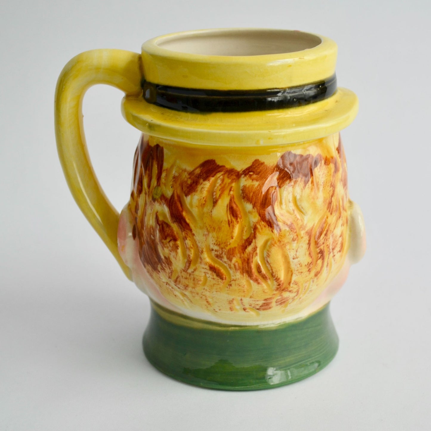 Vintage Japan Winking Face Mug Toby Style Ceramic Character Cup Retro 1950s