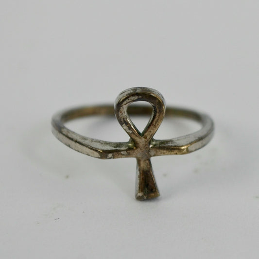 Sterling Silver Vintage Ankh Cross Ring Size 7