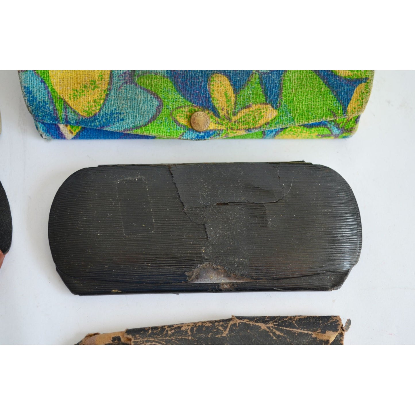 Lot 6 Vintage Eyeglasses Cases Folding Leather Floral Antique Glasses