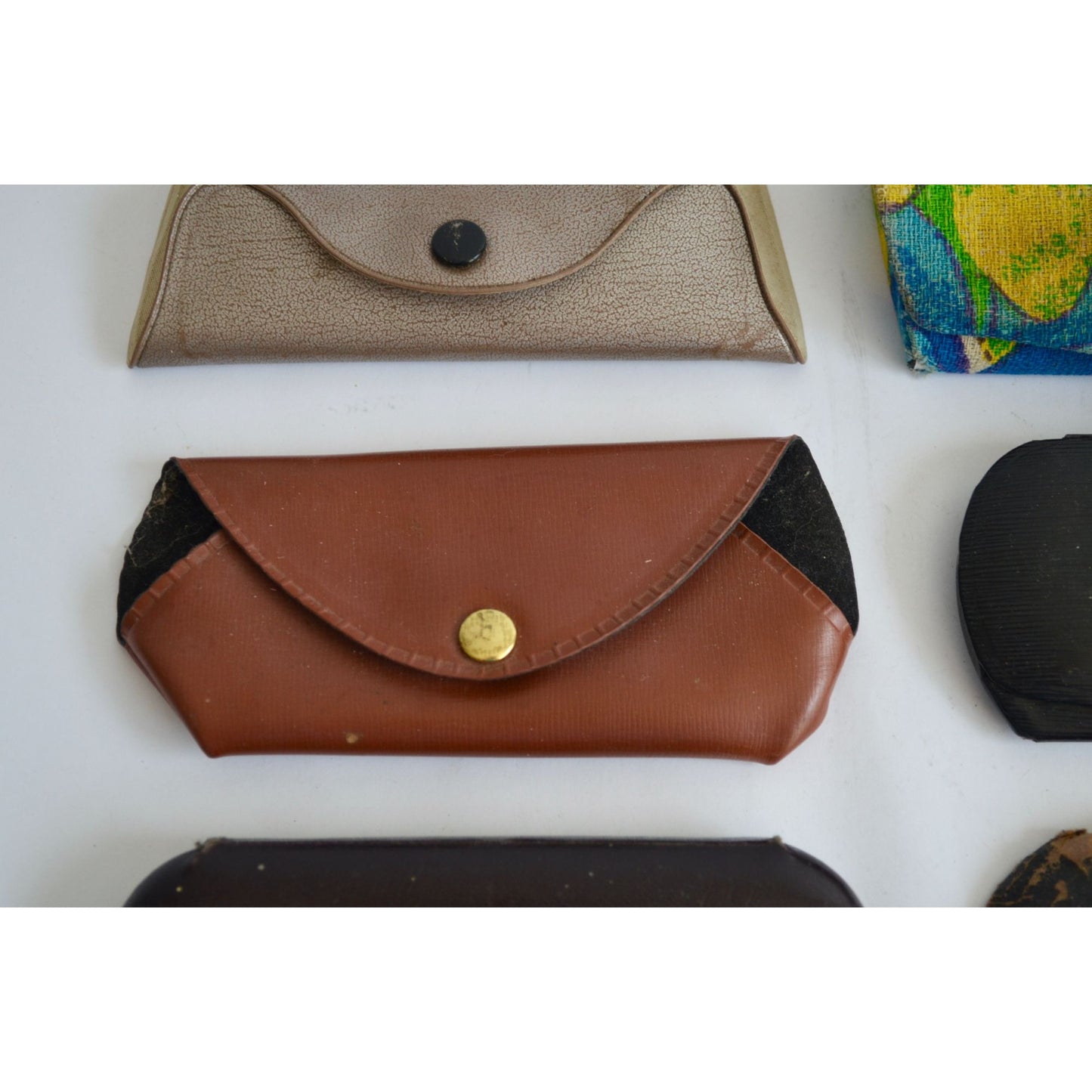 Lot 6 Vintage Eyeglasses Cases Folding Leather Floral Antique Glasses