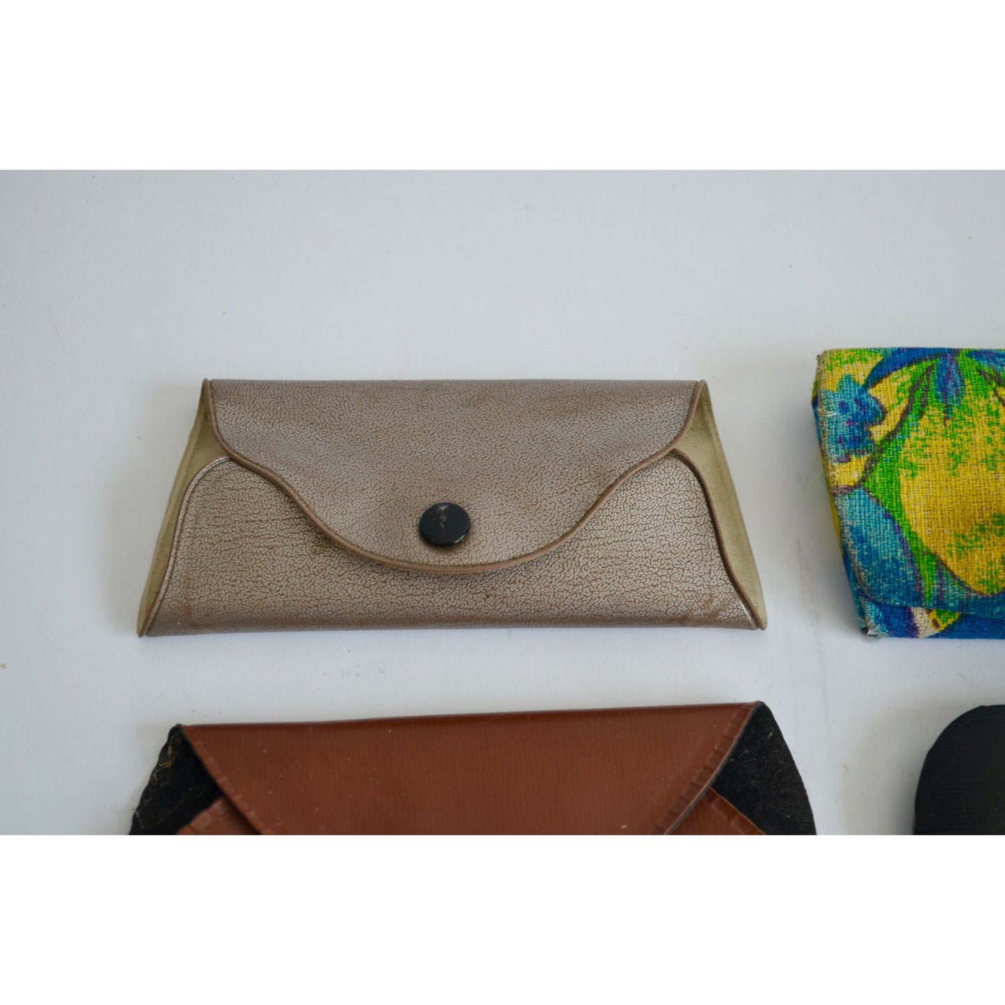 Lot 6 Vintage Eyeglasses Cases Folding Leather Floral Antique Glasses