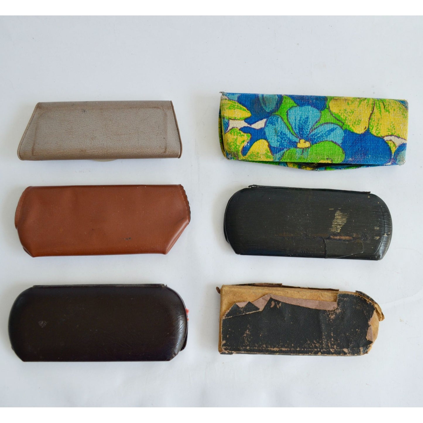 Lot 6 Vintage Eyeglasses Cases Folding Leather Floral Antique Glasses