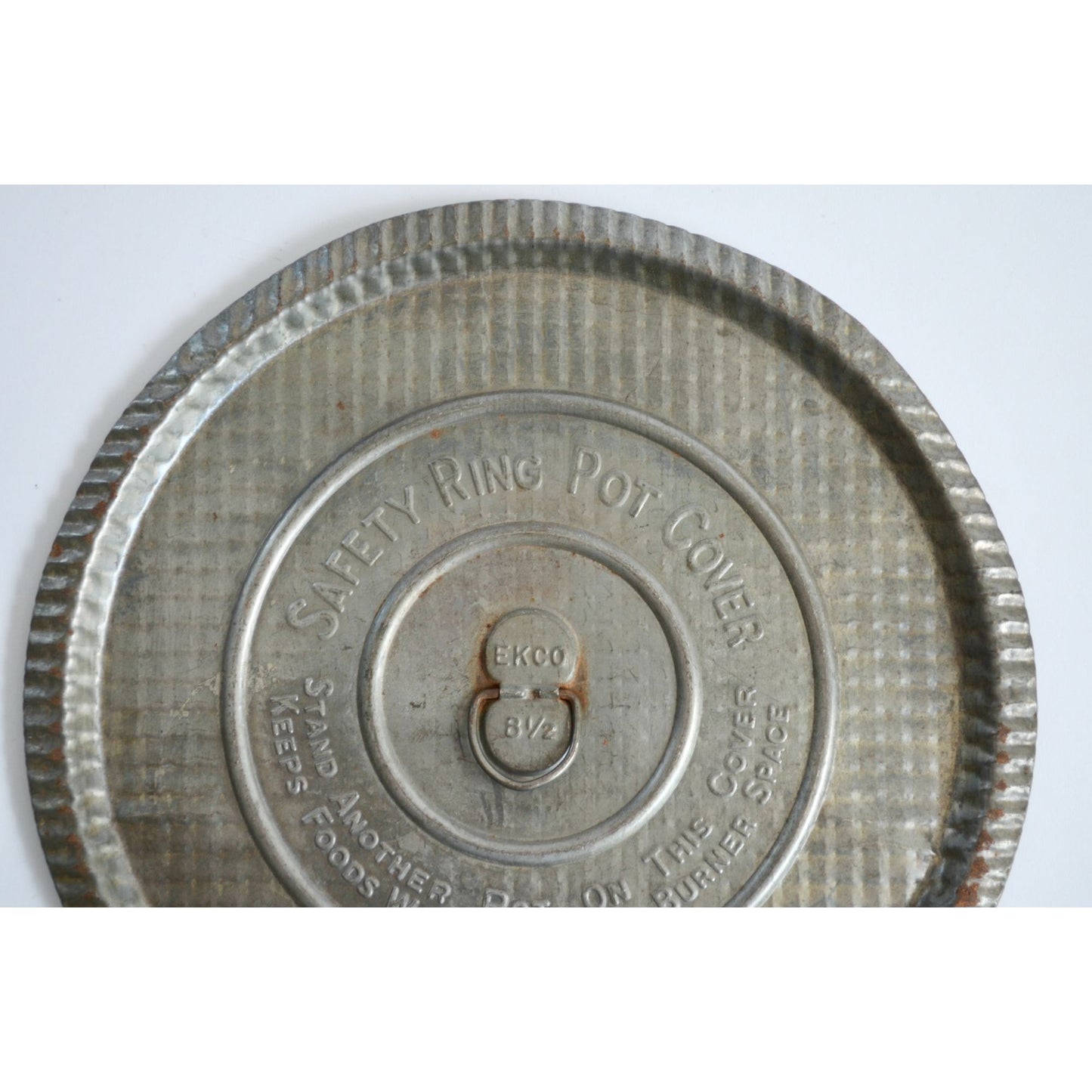 EKCO Safety Ring Pot Cover Vintage Metal 8 1/2