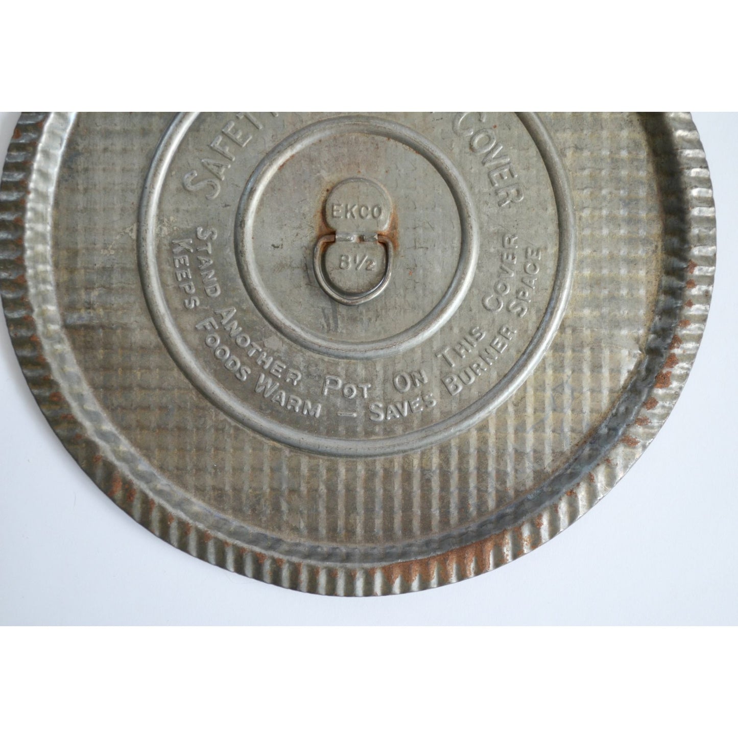 EKCO Safety Ring Pot Cover Vintage Metal 8 1/2