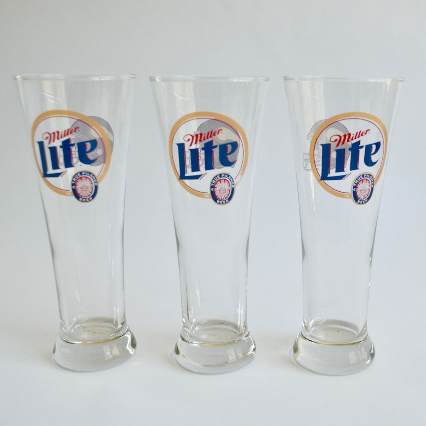 Lot 3 Miller Lite Minnesota Vikings Beer Glasses 8.5" Pilsner Glass NFL Helmet