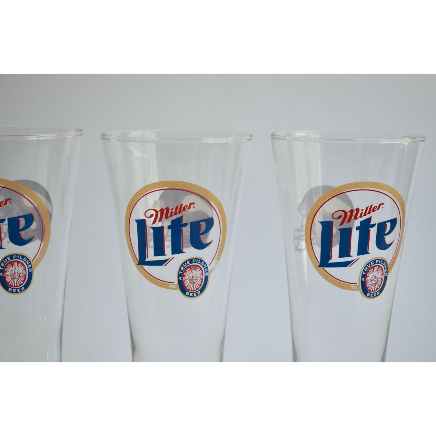 Lot 3 Miller Lite Minnesota Vikings Beer Glasses 8.5" Pilsner Glass NFL Helmet