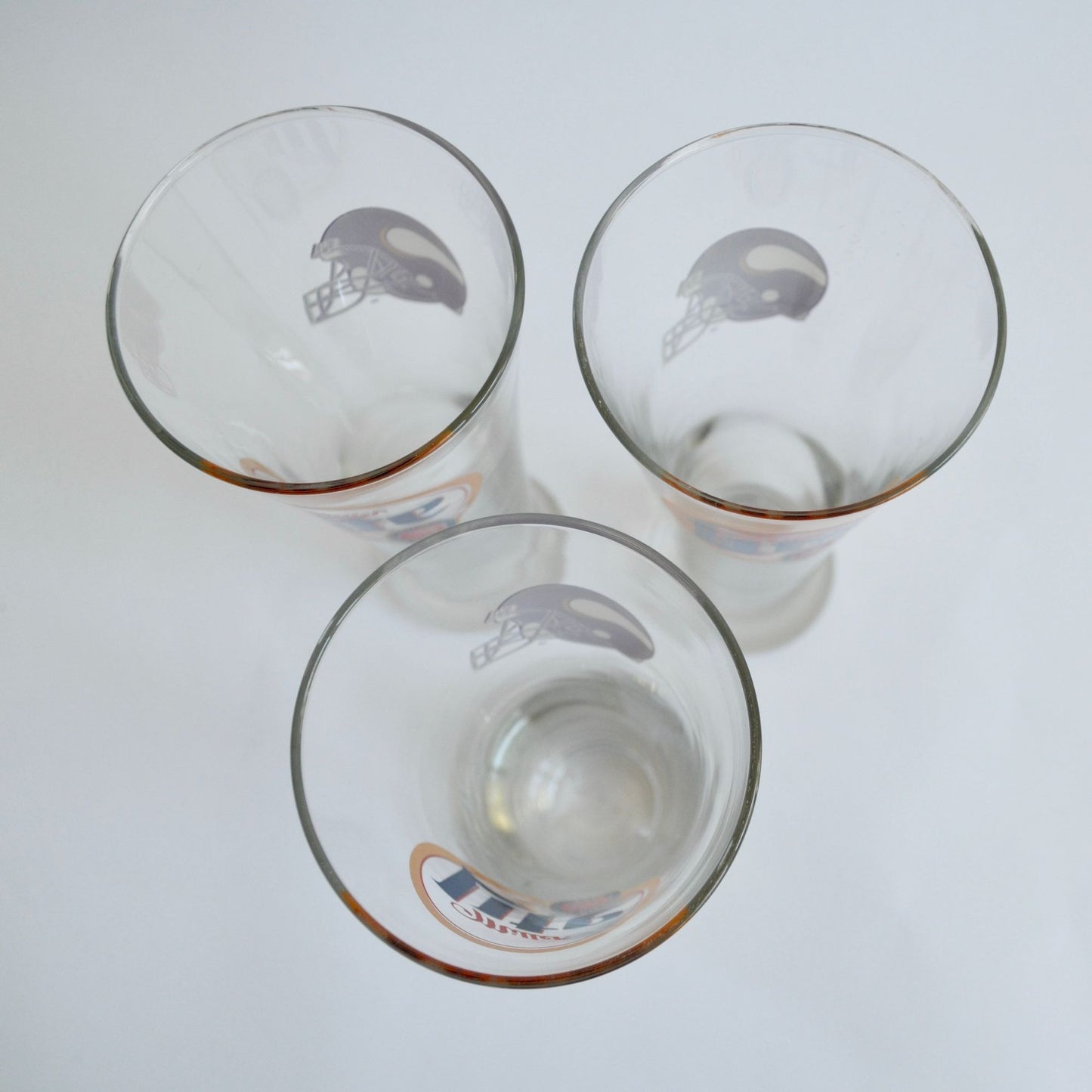 Lot 3 Miller Lite Minnesota Vikings Beer Glasses 8.5" Pilsner Glass NFL Helmet