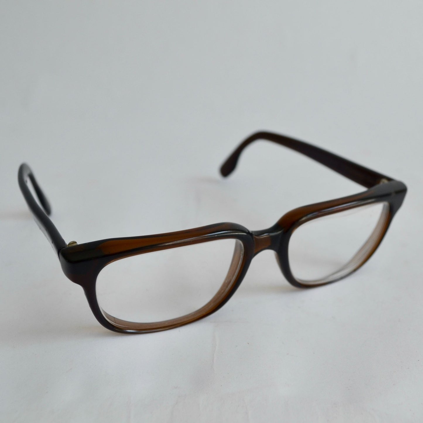 Vintage Plastic Rim Eyeglasses Brown Buddy Holly Hipster Glasses 1970's Paris