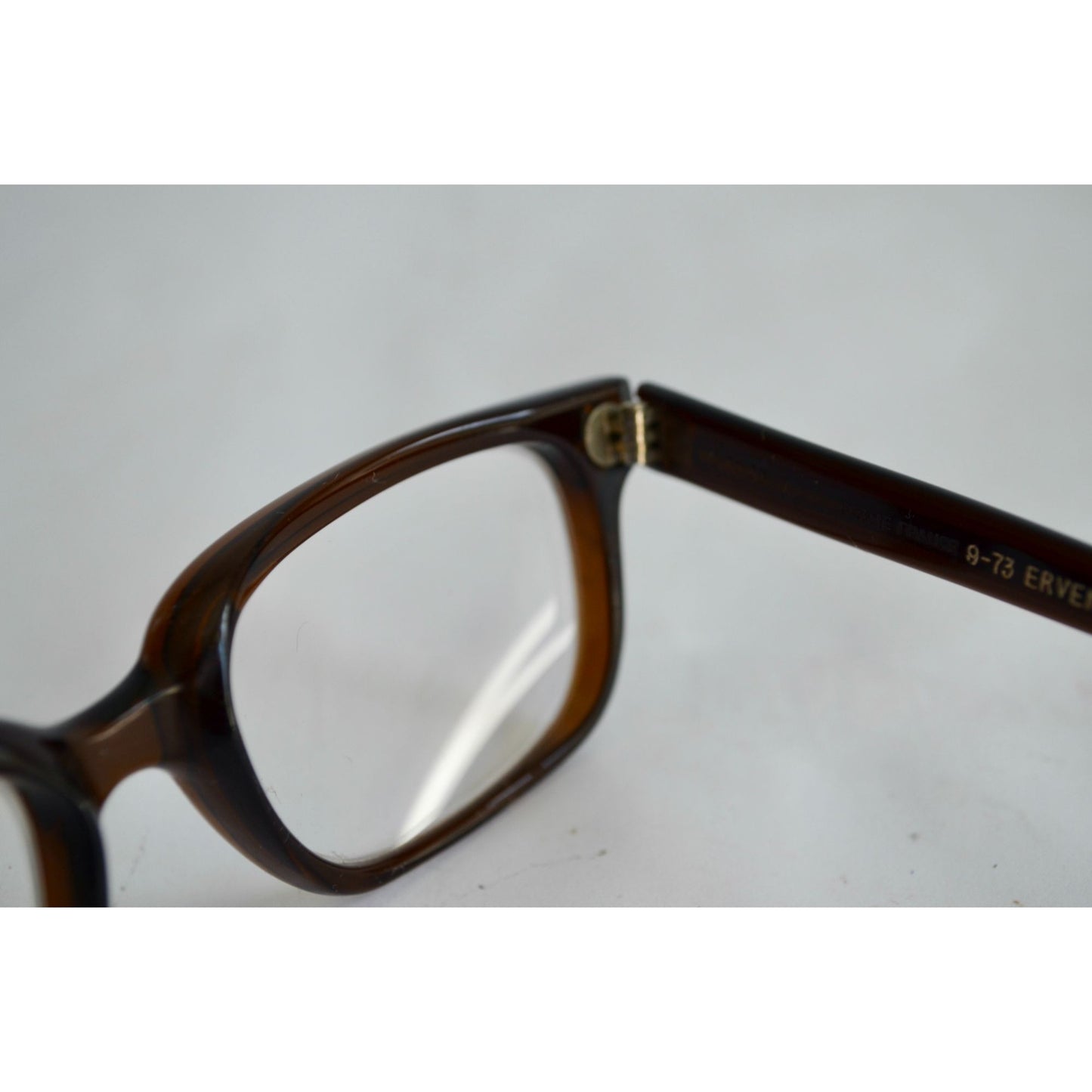 Vintage Plastic Rim Eyeglasses Brown Buddy Holly Hipster Glasses 1970's Paris