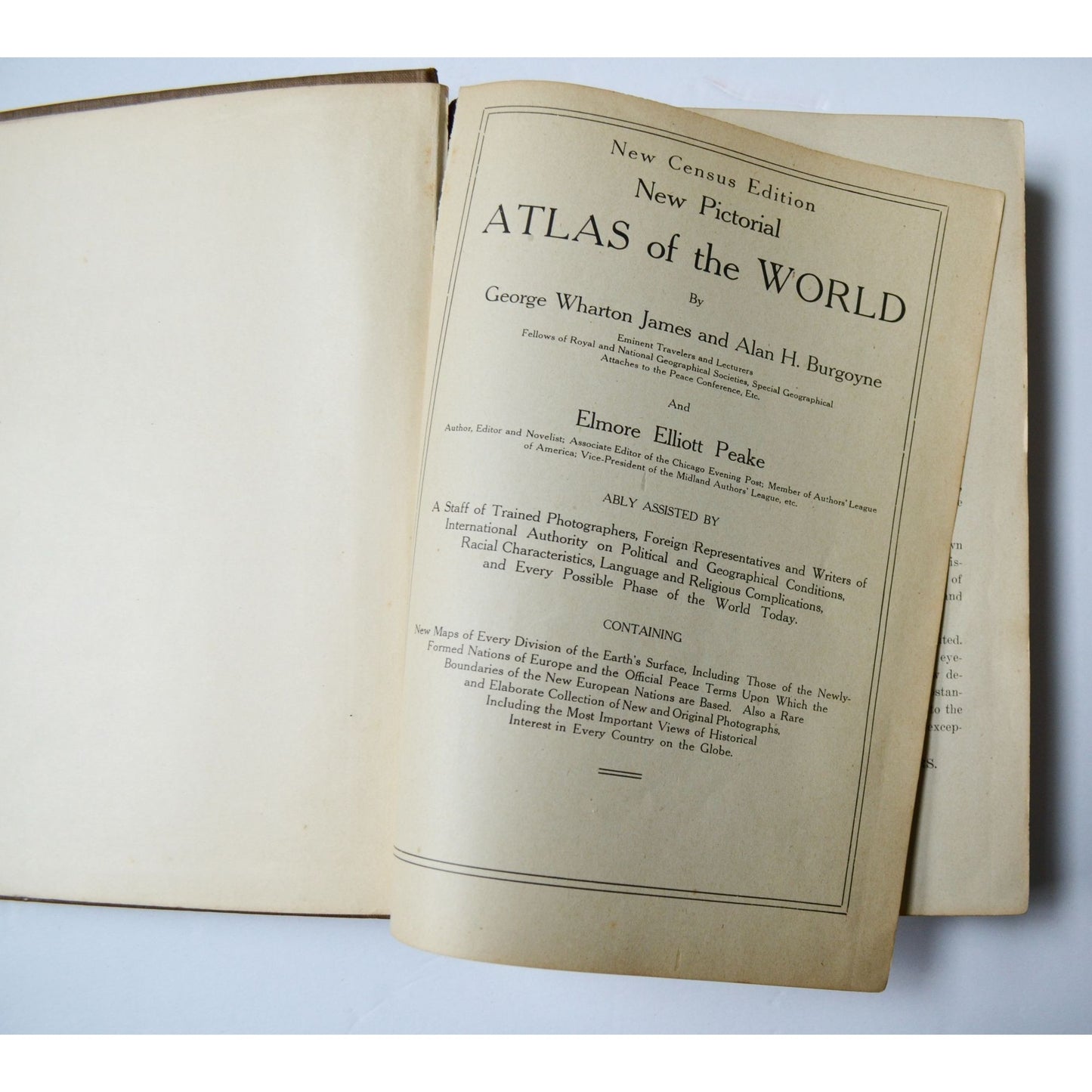 1922 New Pictorial Atlas of the World Remapped Antique Hardcover