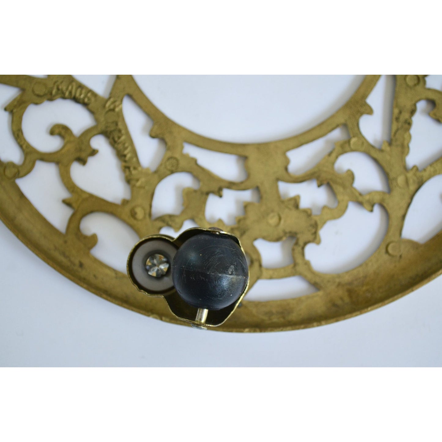 Vintage Brass Filigree Wheeled Plant Stand 11" Diameter