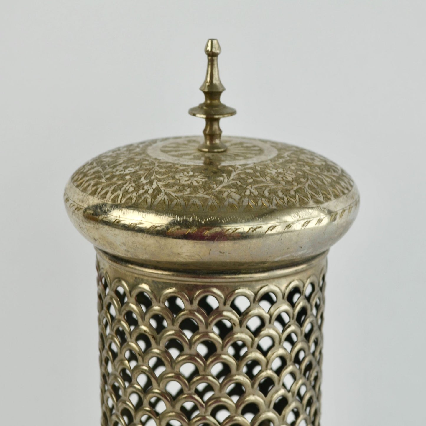 Silverplate Vintage Embossed Silver Candle Lantern MISSING BASE