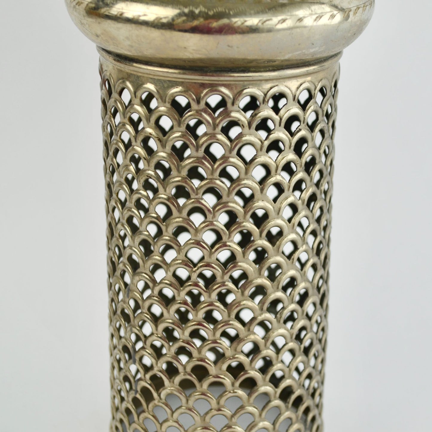 Silverplate Vintage Embossed Silver Candle Lantern MISSING BASE