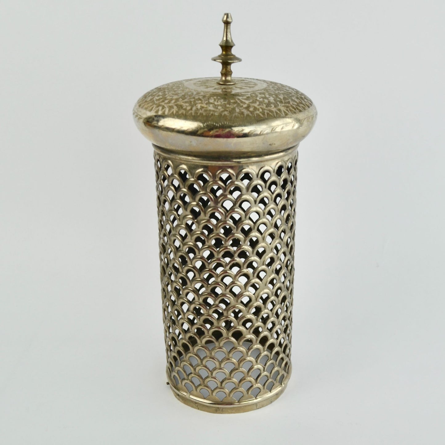 Silverplate Vintage Embossed Silver Candle Lantern MISSING BASE