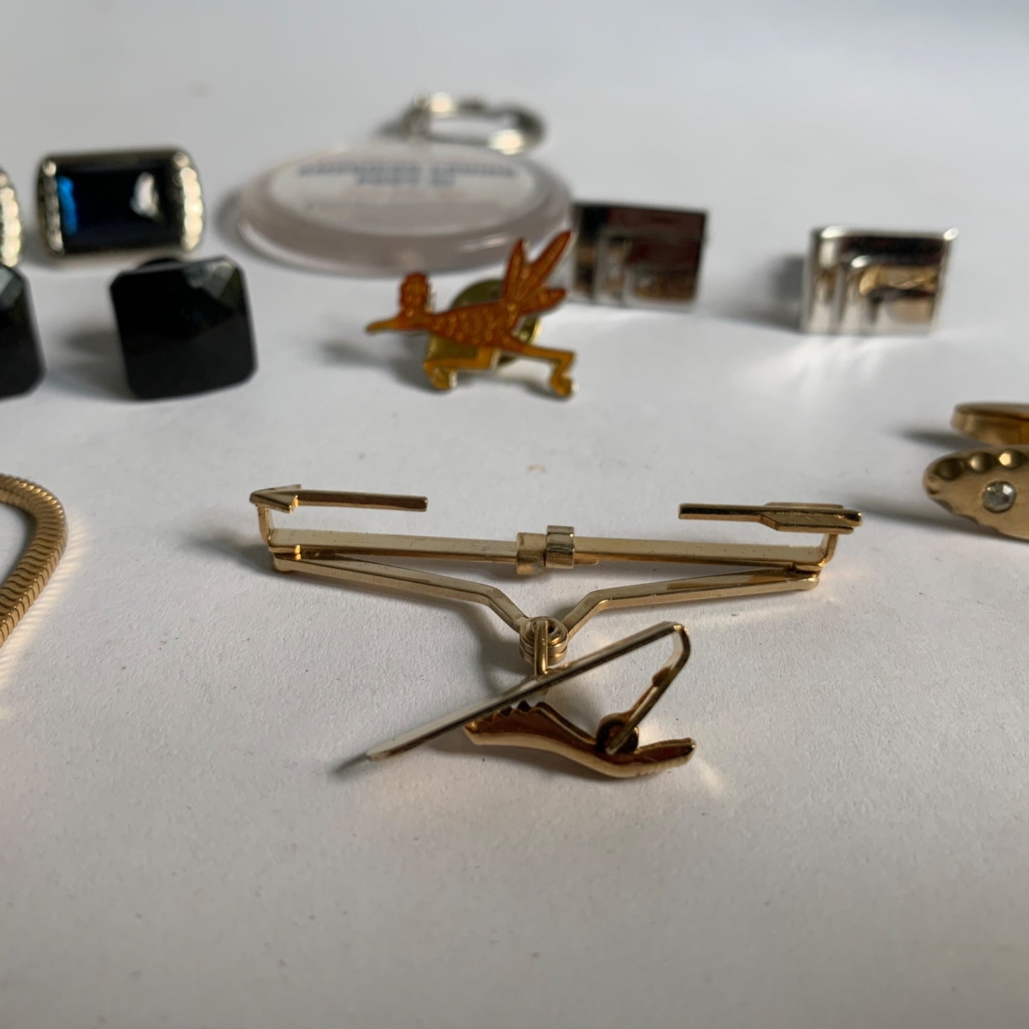 Vintage Men's Cufflinks Pin Tie Tacks Keychain Lot