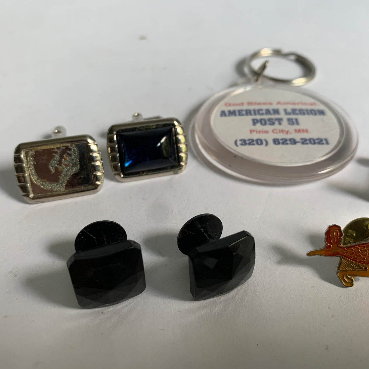 Vintage Men's Cufflinks Pin Tie Tacks Keychain Lot