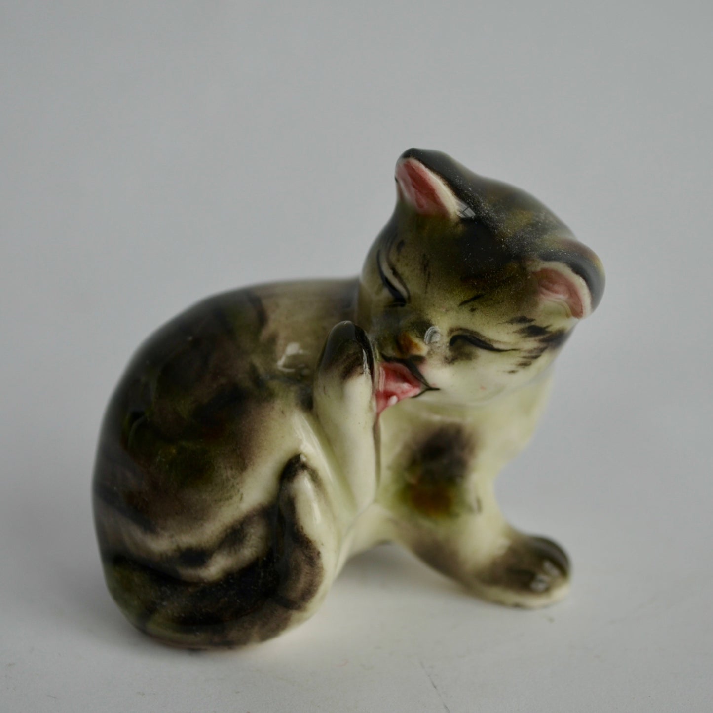 Vintage Gray Tabby Ceramic Figurine Japan