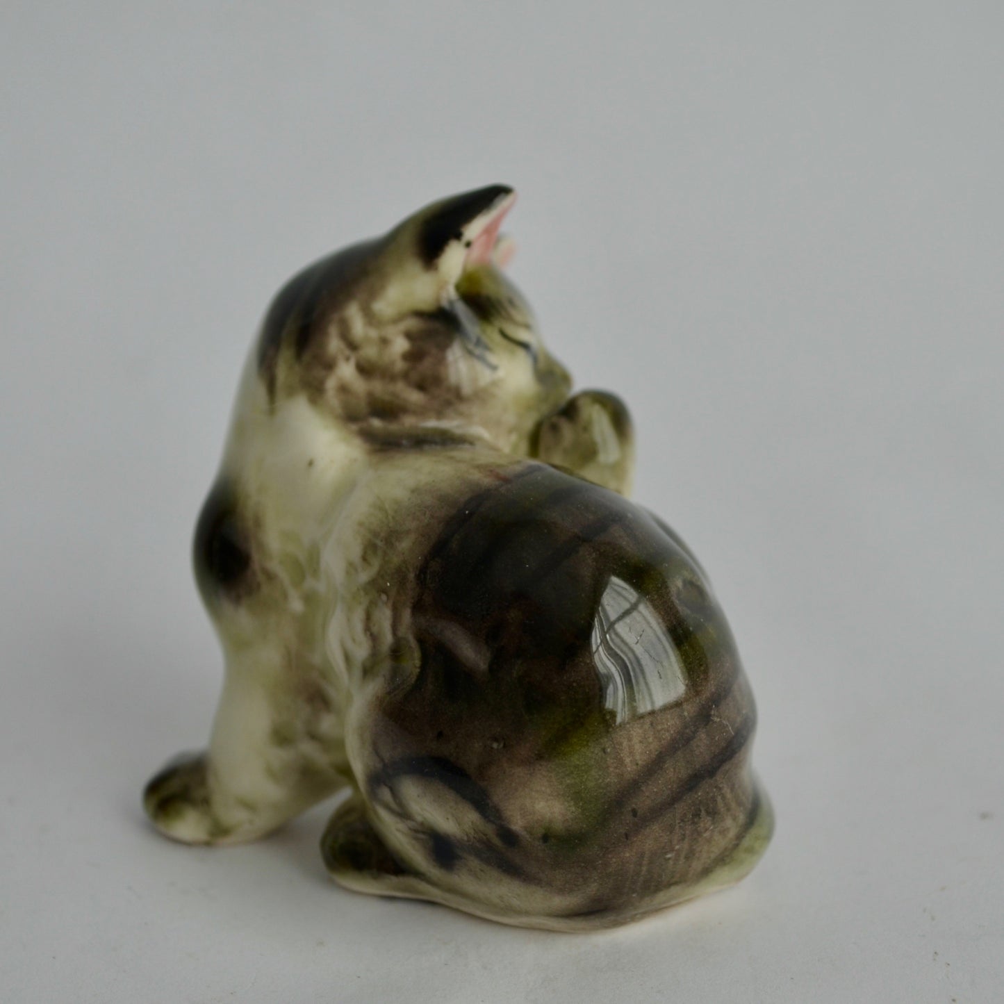 Vintage Gray Tabby Ceramic Figurine Japan