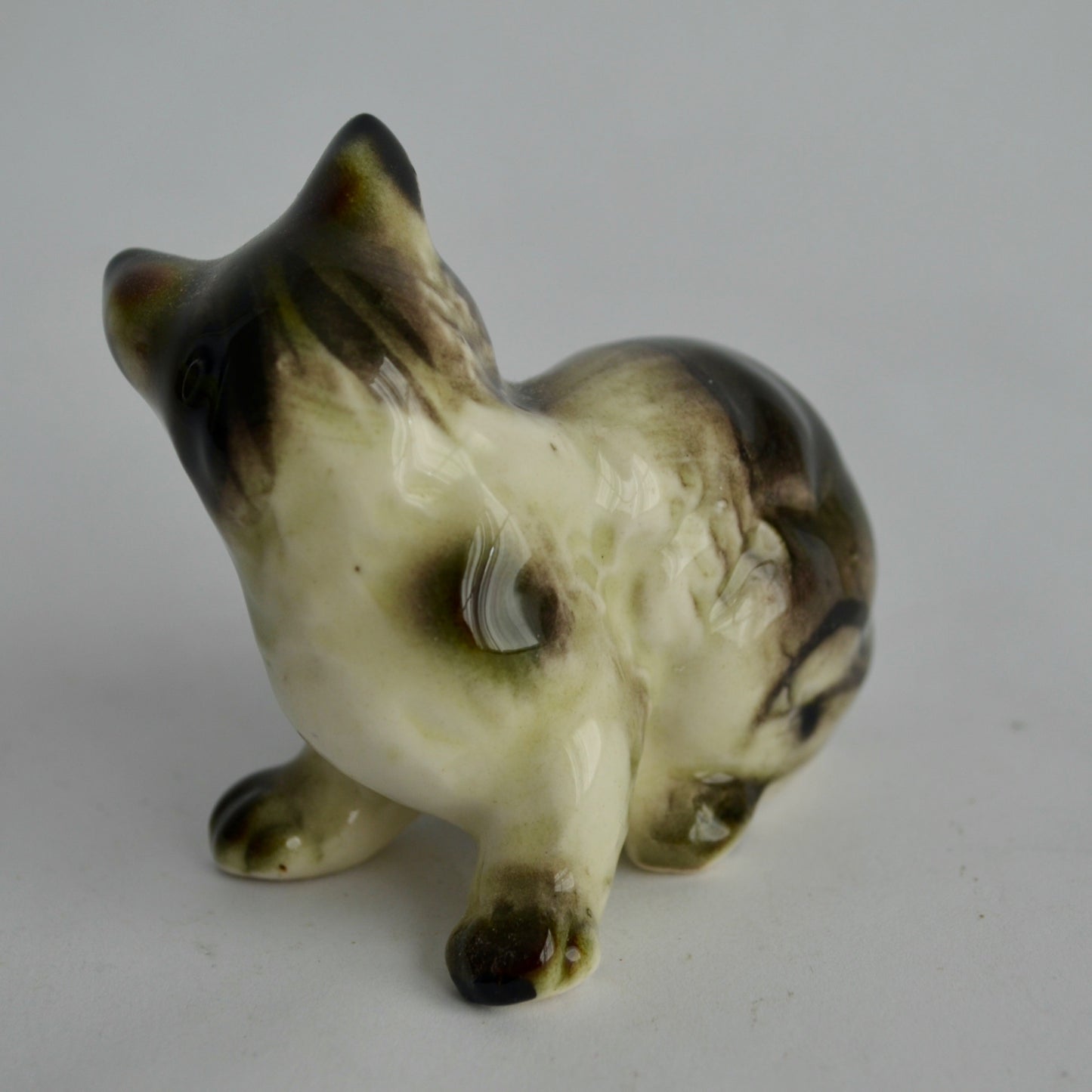 Vintage Gray Tabby Ceramic Figurine Japan