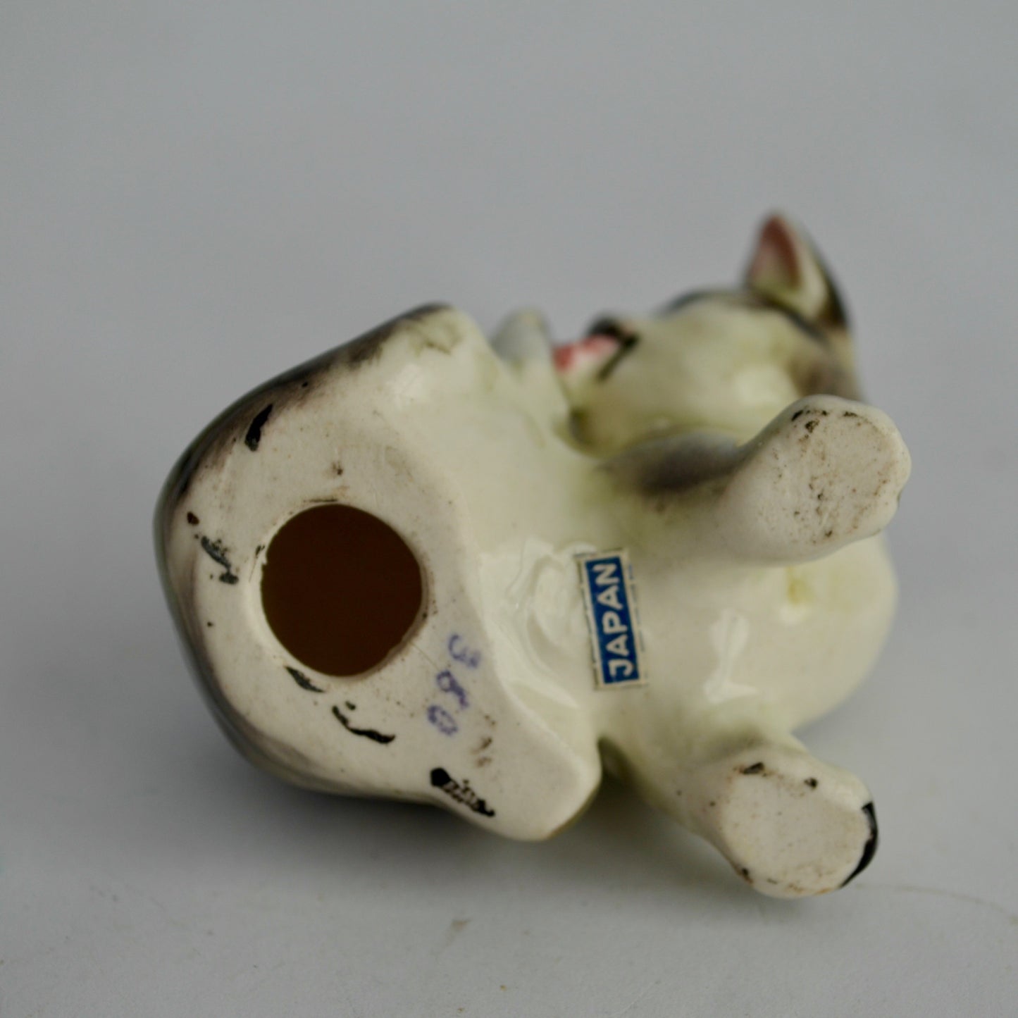 Vintage Gray Tabby Ceramic Figurine Japan