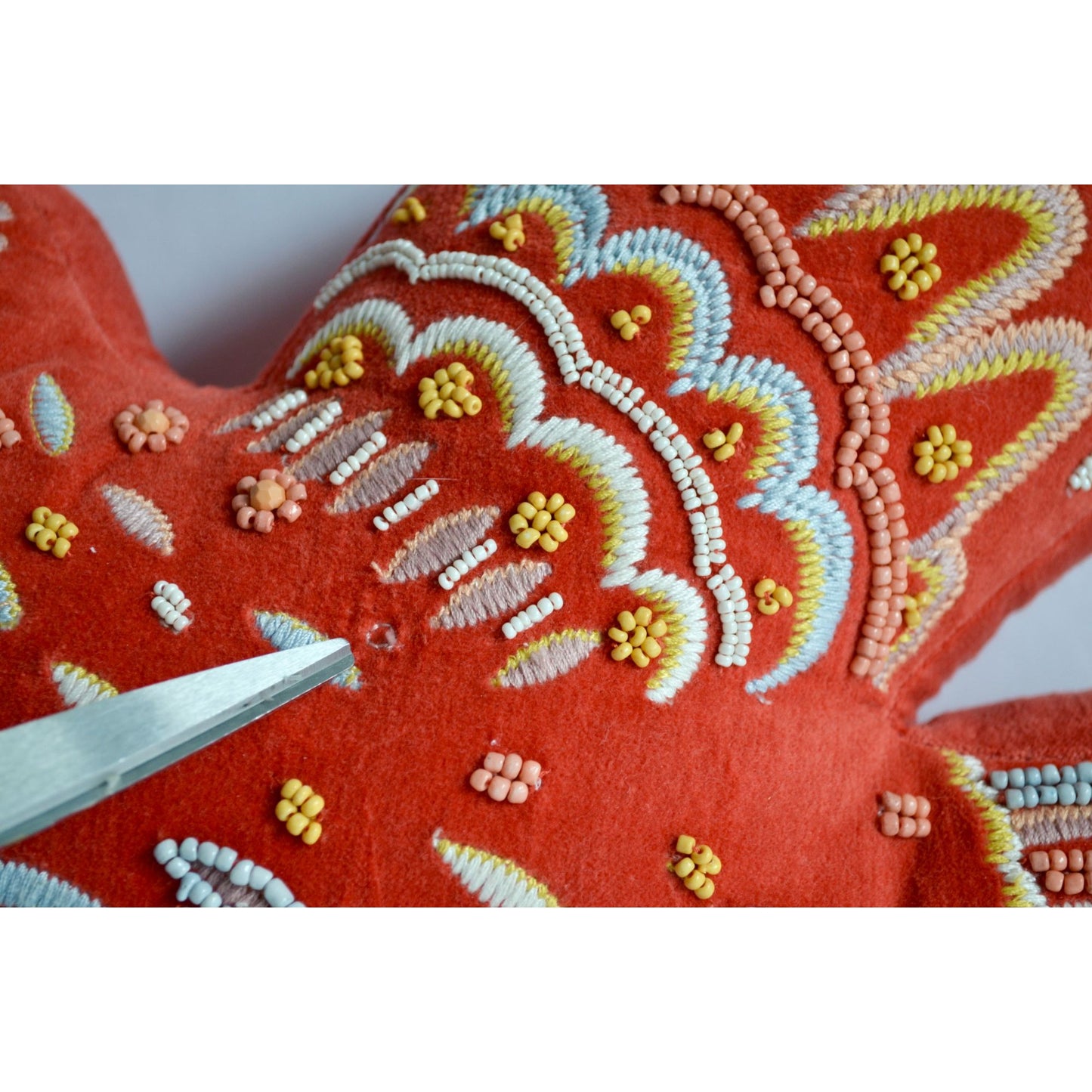 Opalhouse Jungalow Beaded Embroidered Velvet Dove Throw Pillow Orange