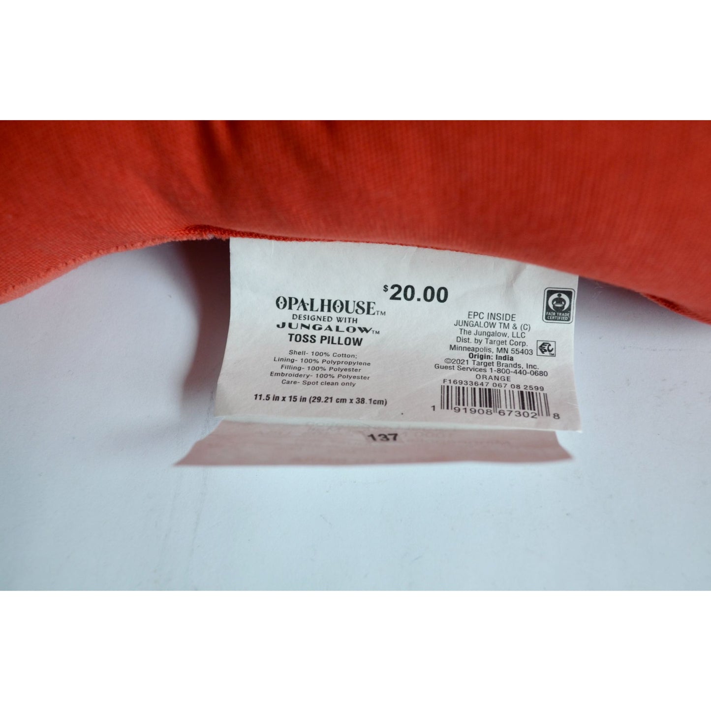 Opalhouse Jungalow Beaded Embroidered Velvet Dove Throw Pillow Orange