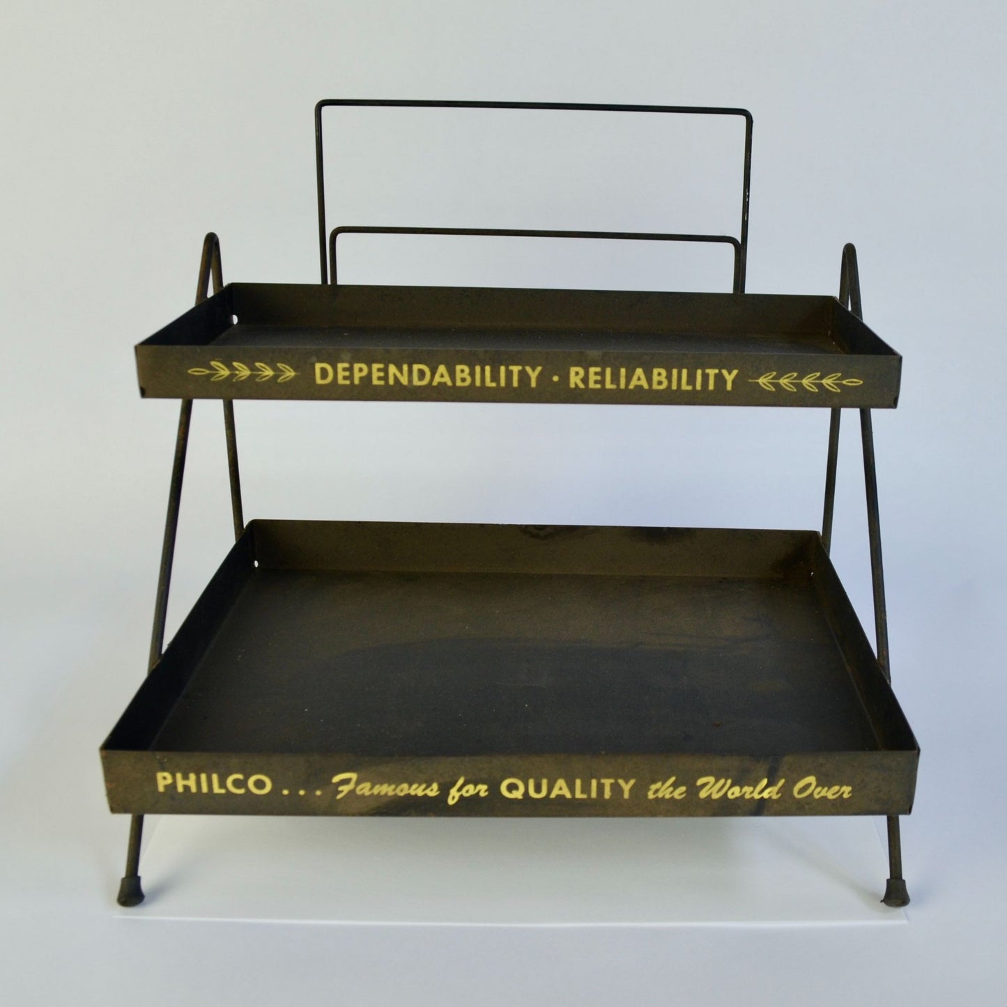 Vintage Philco Radio Tube Store Display Metal 2-Shelf Advertising