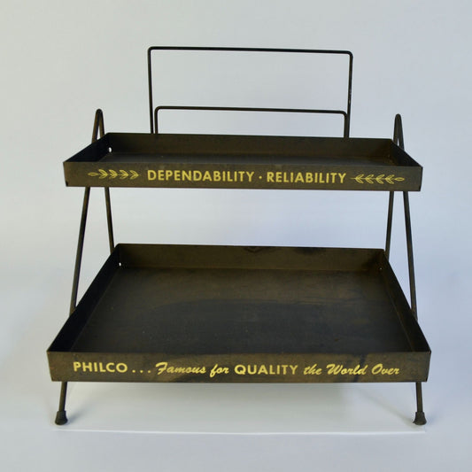 Vintage Philco Radio Tube Store Display Metal 2-Shelf Advertising