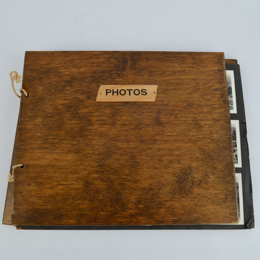 Vintage Wooden Photo Album Antique Travel 71 Photos