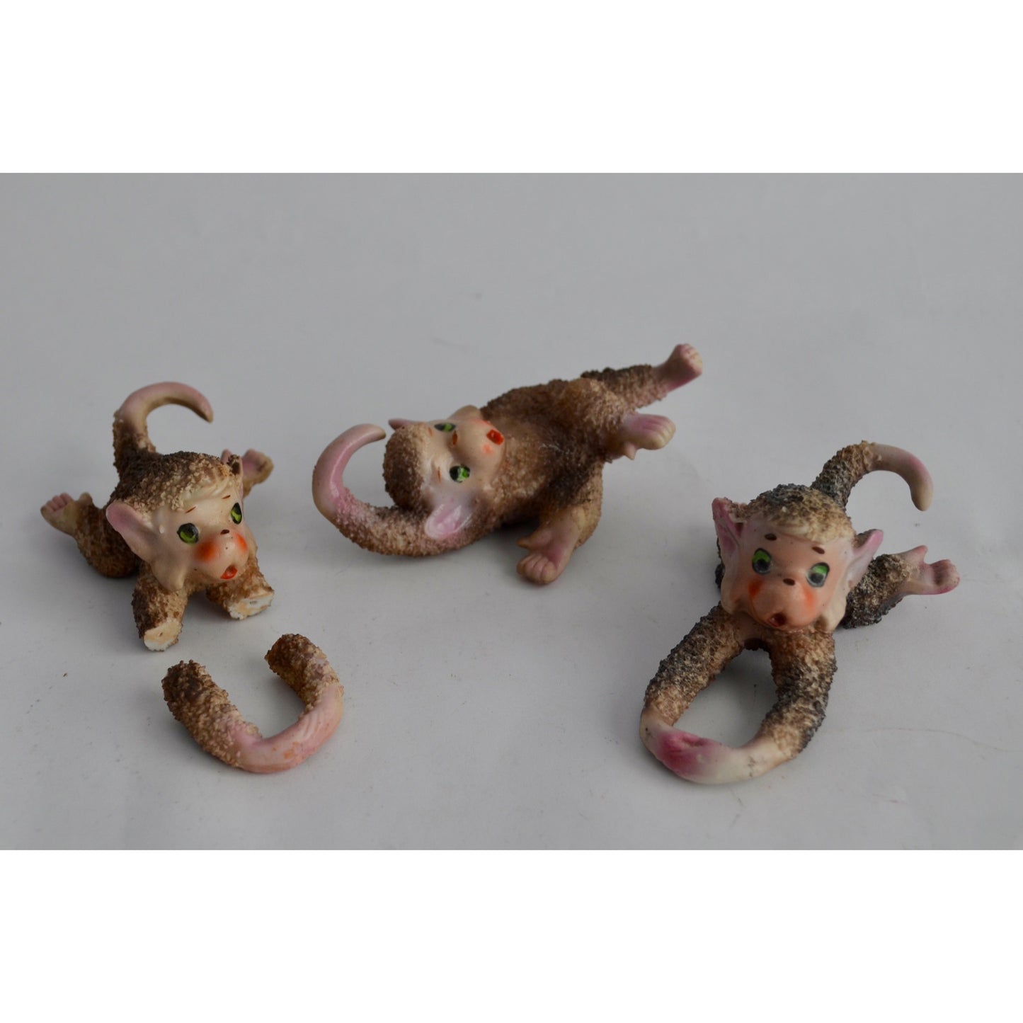 Vintage Sugared Monkeys Japan 1960s Set of 3 Porcelain