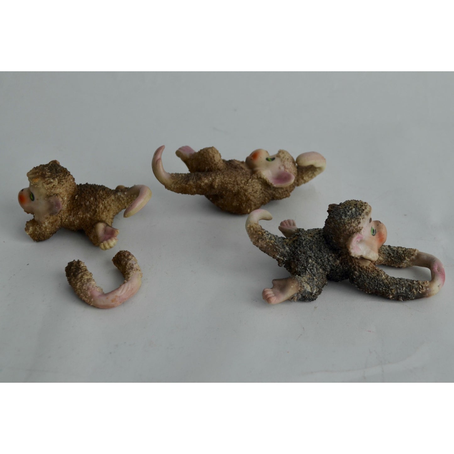 Vintage Sugared Monkeys Japan 1960s Set of 3 Porcelain