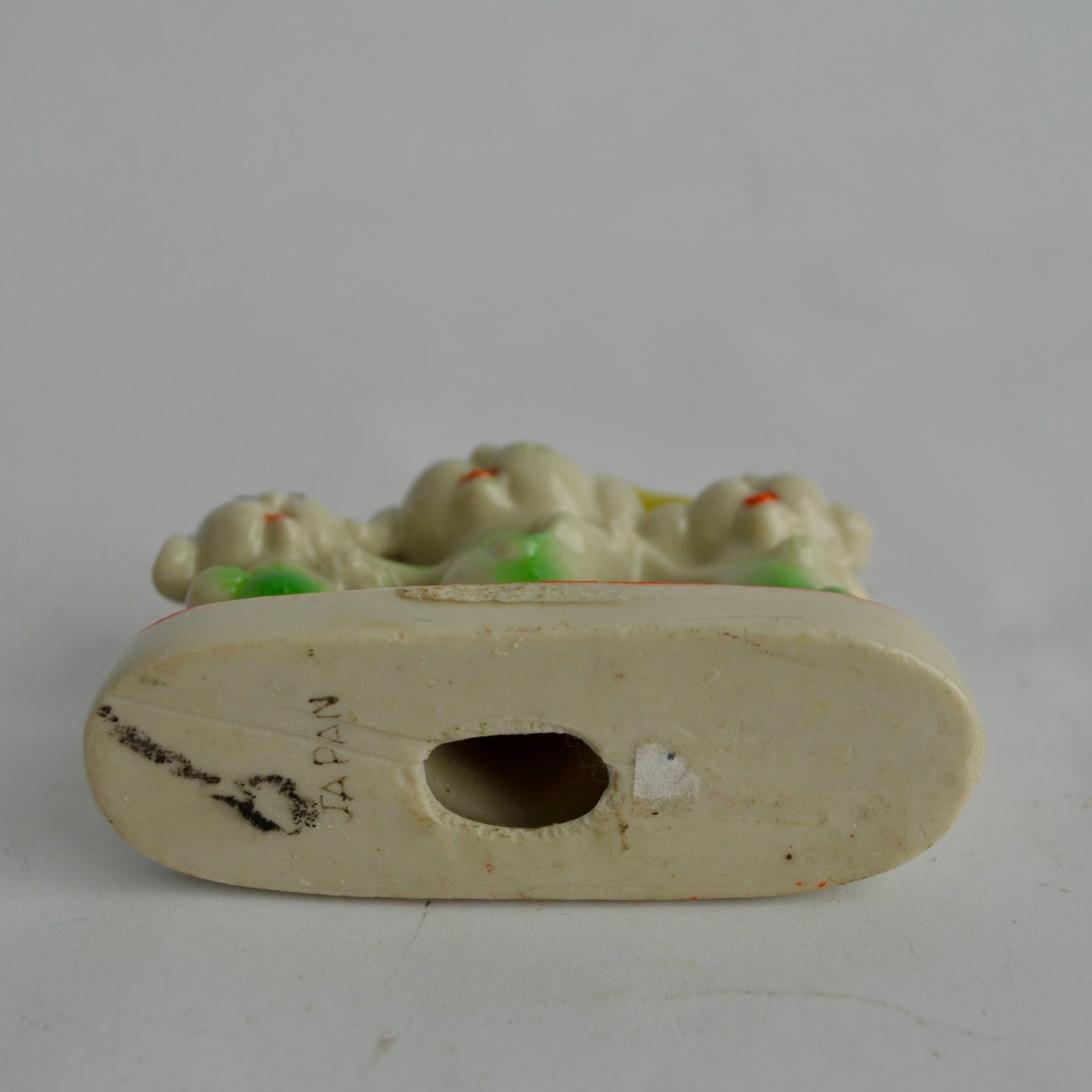 Vintage Puppies Trio with Umbrella Ceramic Figurine Japan