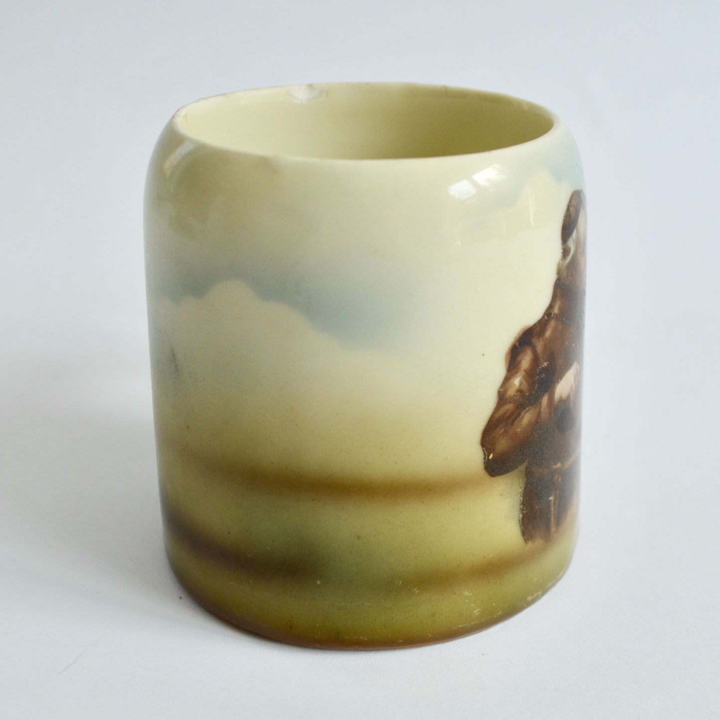 Vintage German Monk Playing Violin Shaving Mug Ceramic Chipped Germany
