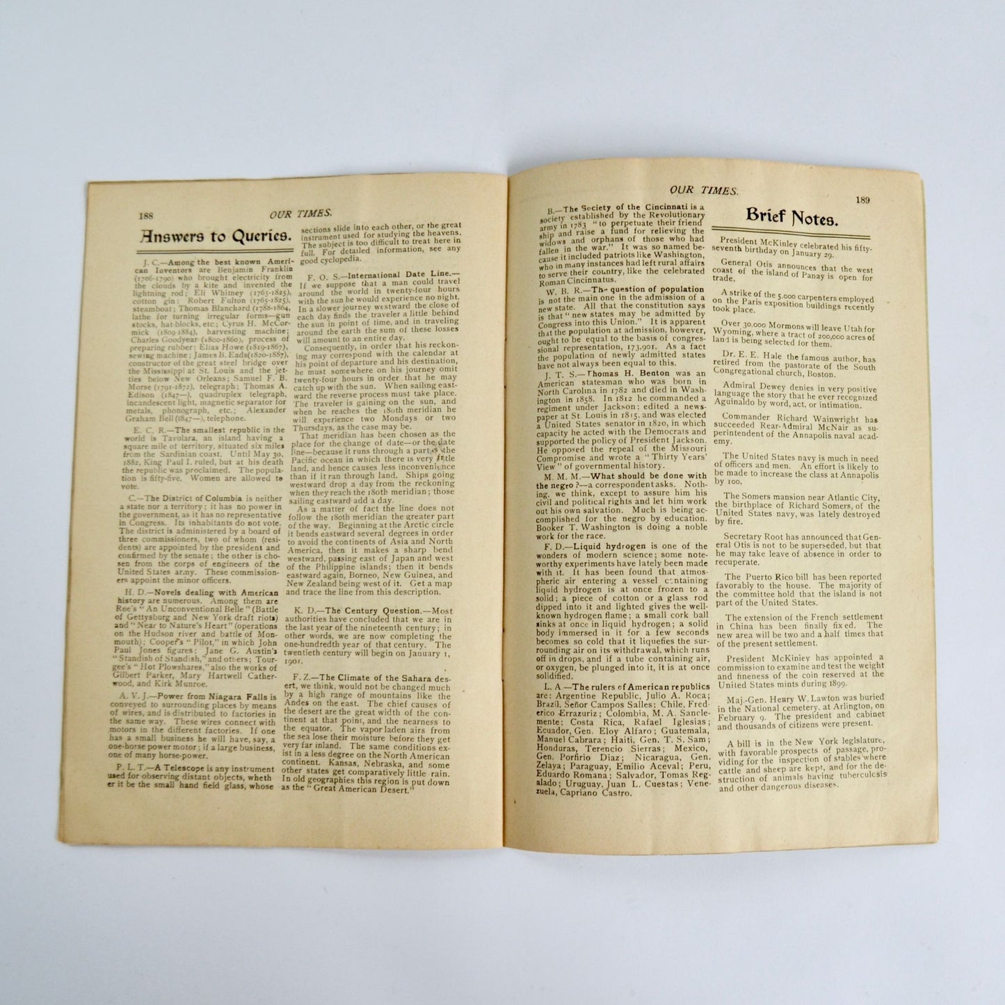 February 15 1900 Our Times Magazine Antique