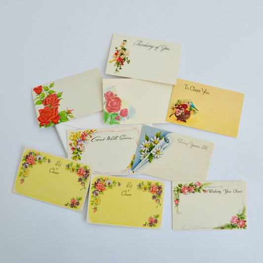 Lot of 9 Vintage Mini Bouquet Cards Plus 6 Envelopes