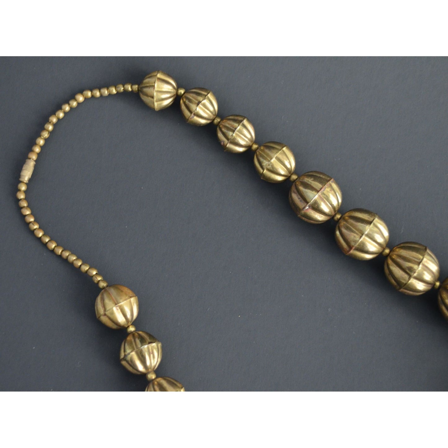 Vintage Large Brass Beaded Necklace