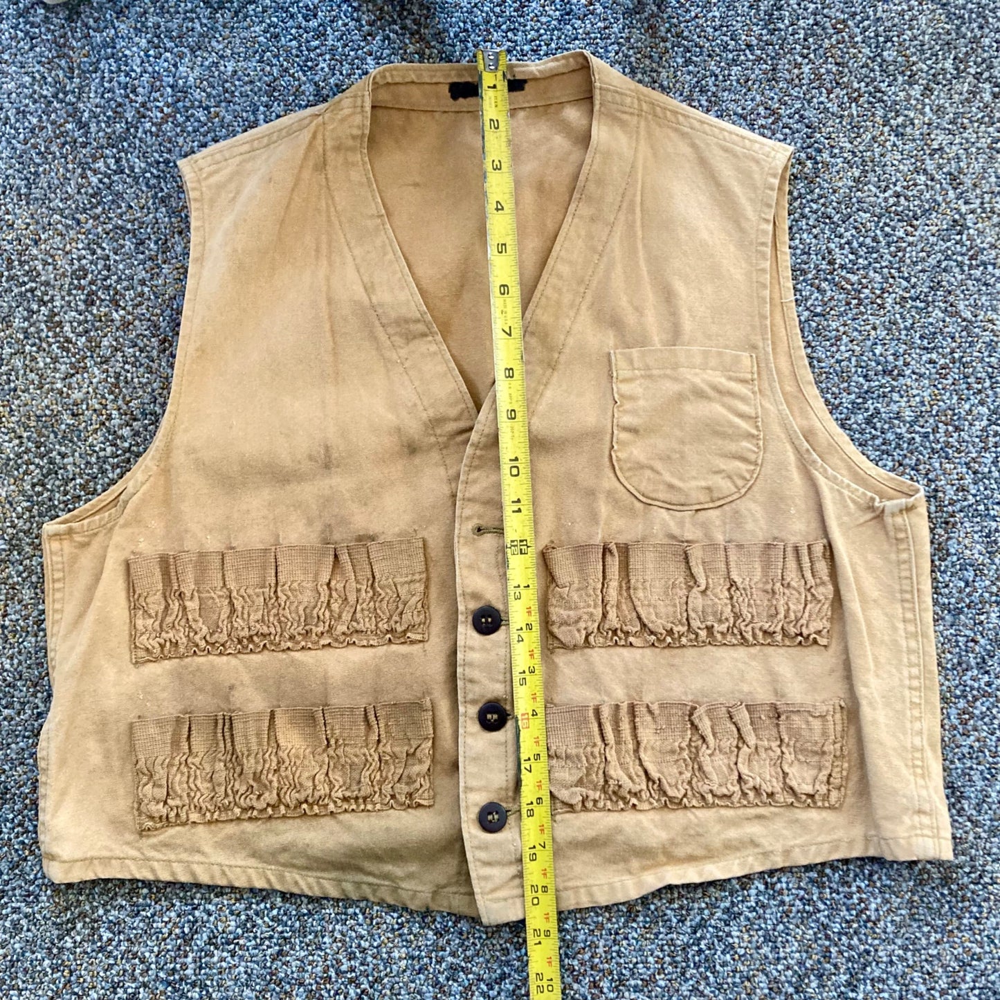 Vintage Hunting Vest Tan Canvas Shotgun Upland Bird Hunting