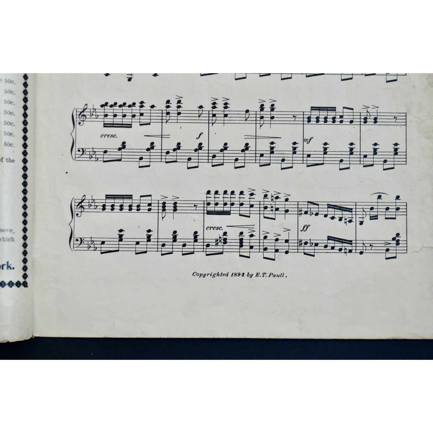 Chariot Race or Ben Hur March E. T. Paull 1894 Sheet Music