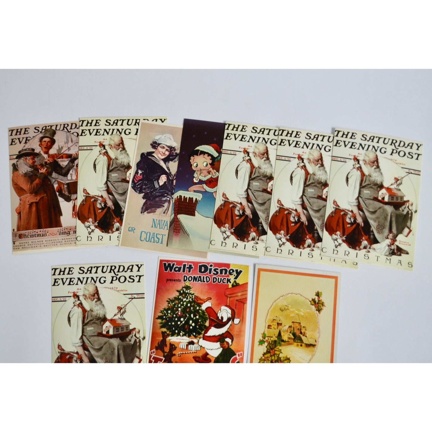 Lot 10 Vintage Postcards Saturday Evening Post Navy Betty Boop Walt Disney