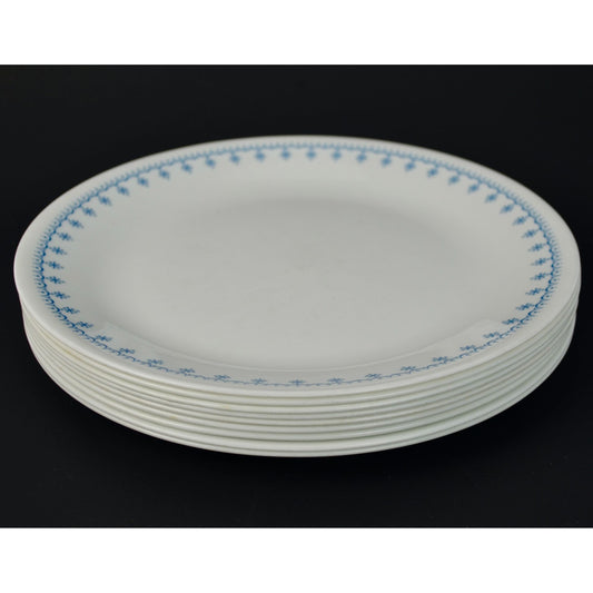 Corelle Snowflake Blue Garland Dinner Plates Lot of 9 Vintage