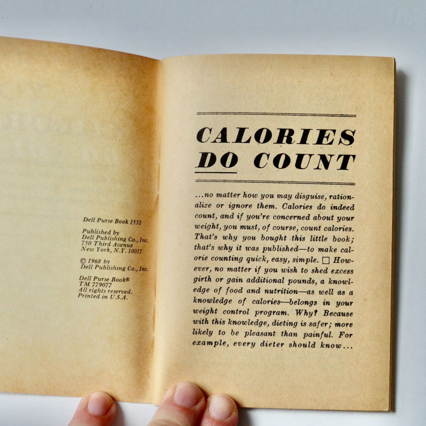 Count Your Calories Dell Purse Book Vintage 1968