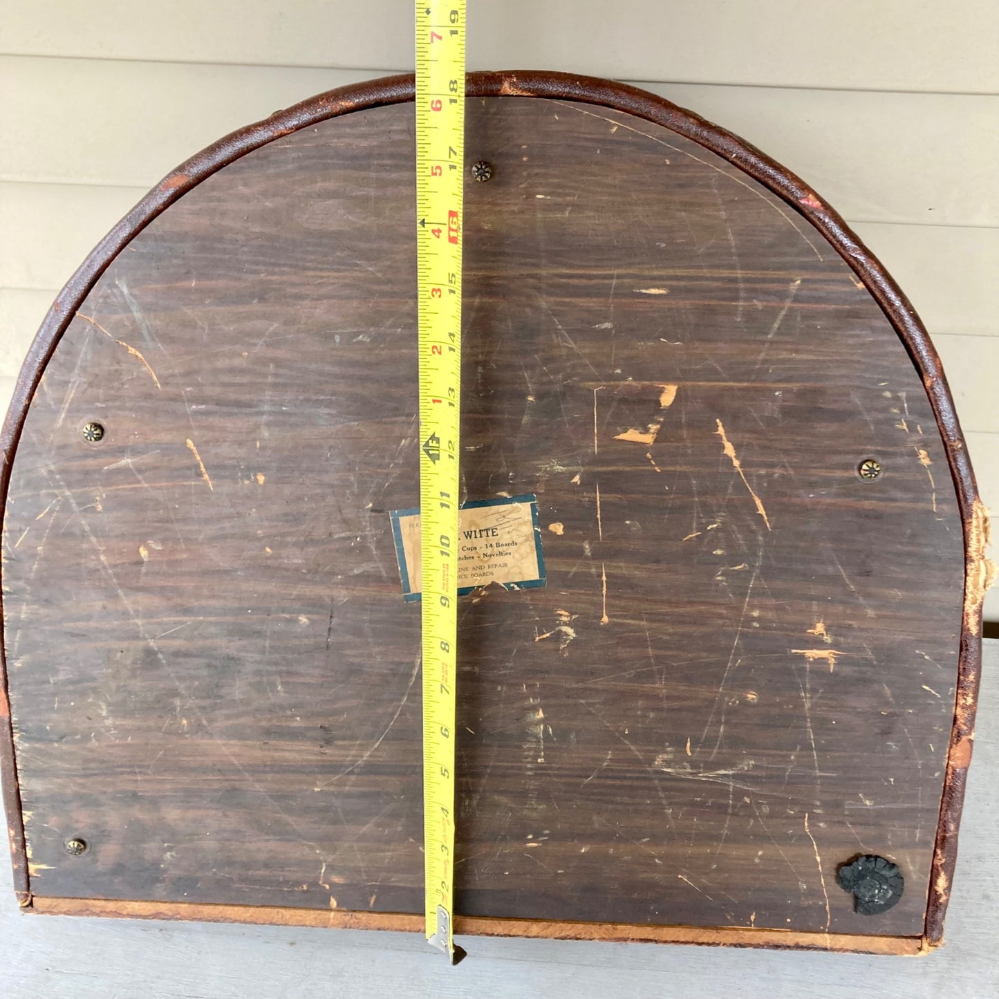 Antique Dice Game Board Felt Lined Leather Bar Top Casino Elkhurst J.A. Witte