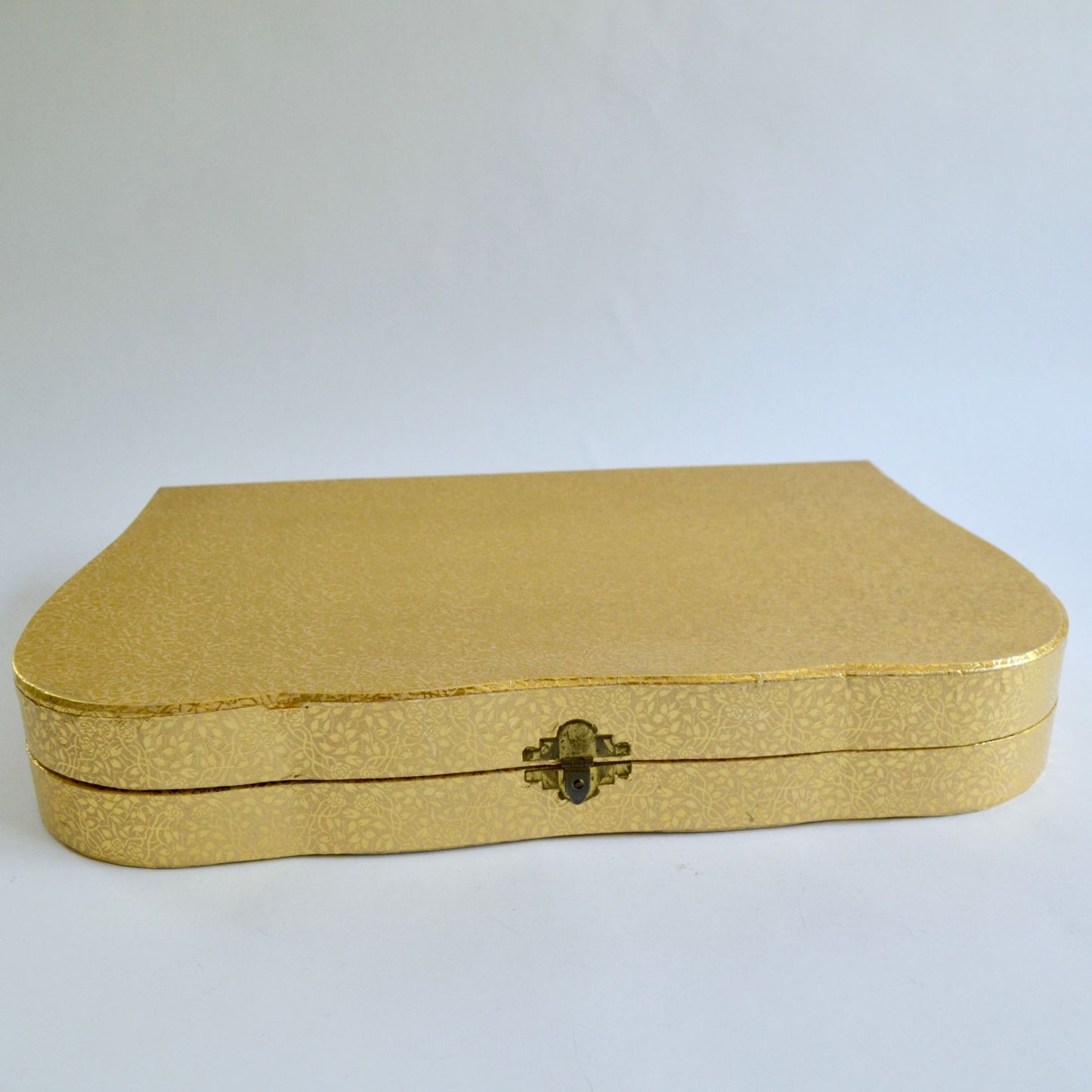 Vintage Dresser Vanity Set In Original Box Gold Blue