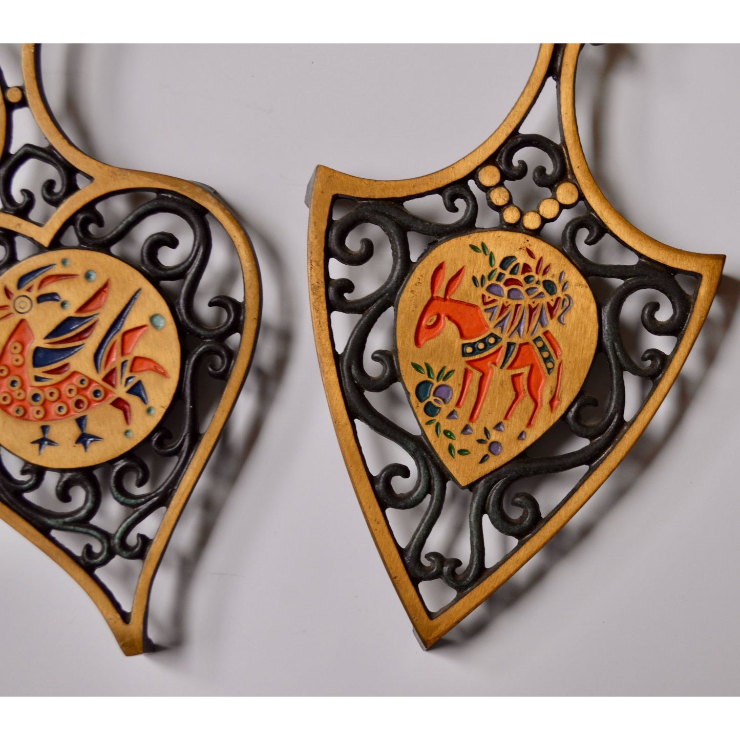 Dayagi Israel Brass Painted Trivet Set of 2